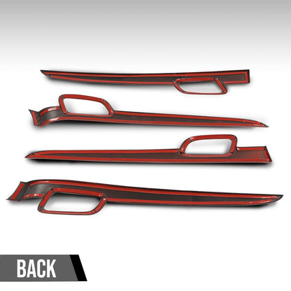 G-PLUS 4Pcs Inner Door Handle Trim Cover Strip Gloss Red Carbon Fiber Compatible with Jeep Grand Cherokee 2011-2021