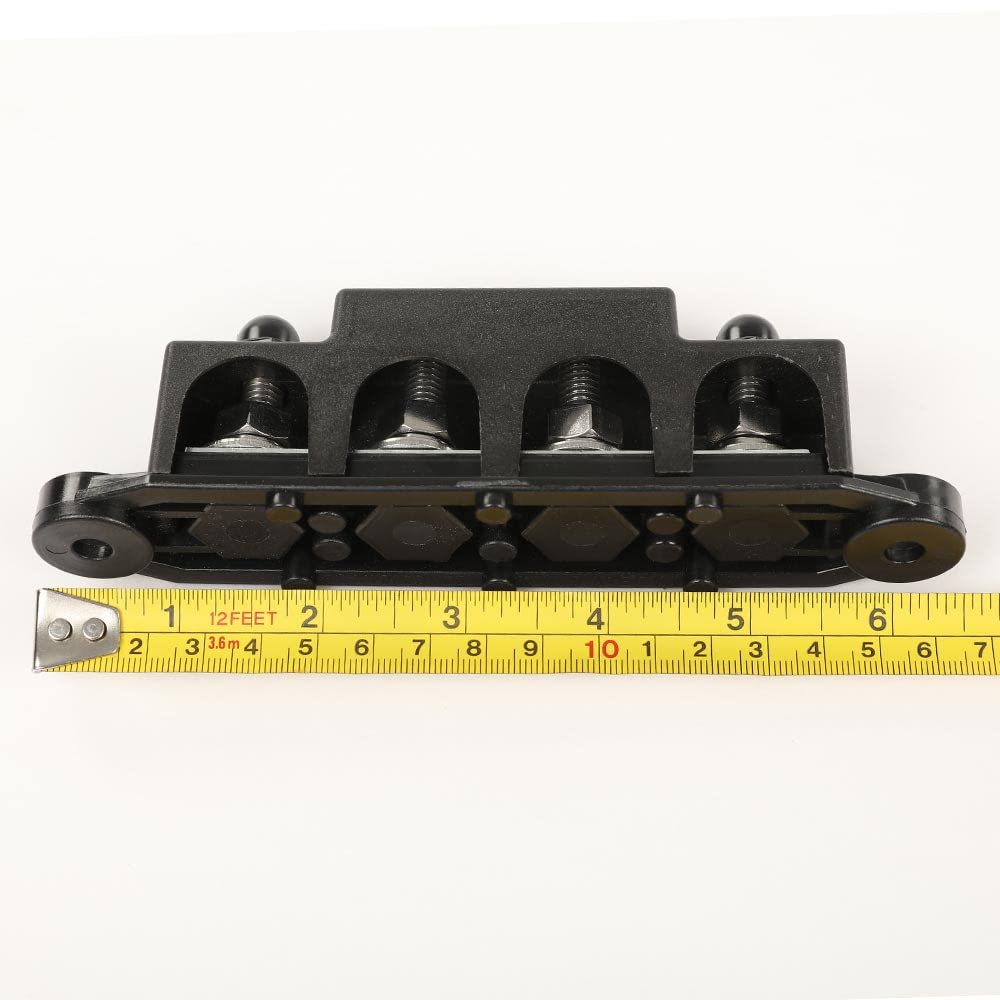 G-PLUS 4 Post Power Distribution Block Bus Bar with Cover, Busbar Power Battery Terminal Distribution Block 5/16" Posts 12V 250A, 4 Post Busbar Power Distribution Block Black