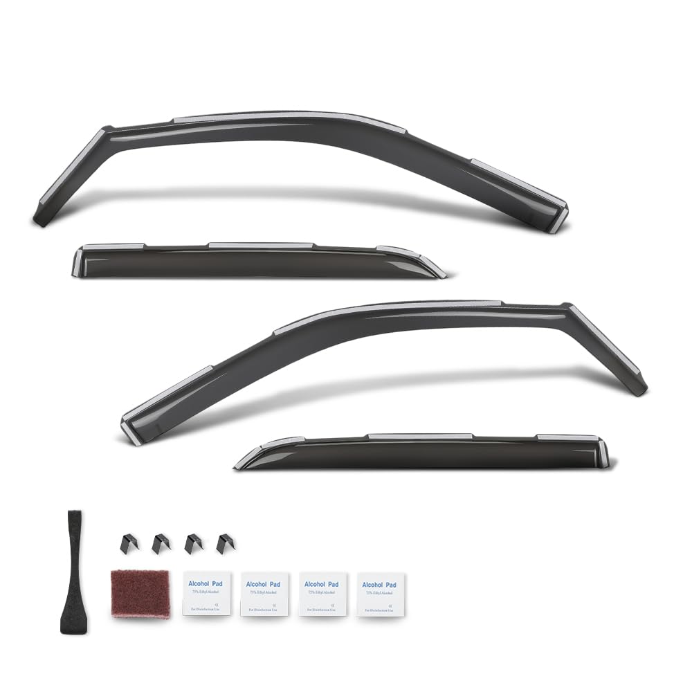 G-PLUS in-Channel Side Window Vent Visor Deflectors Rain Guards Compatible with Dodge Ram 2500 3500 Mega Cab/Crew Cab 2019-2026 Impact-Resistant PC 4 PCS Smoky