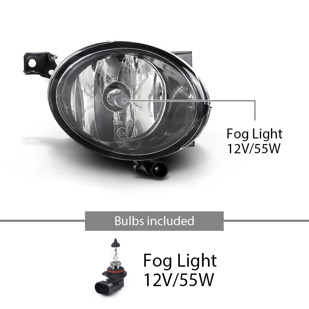 G-PLUS Fog Lights Front Bumper Lamps Pair Compatible with Volkswagen Golf Hatchback/Golf Wagon/Jetta Sedan/Jetta Wagon/Beetle/Eos 2010-2015 5K0941700G, 5K0941700B, 5K0941700 Black