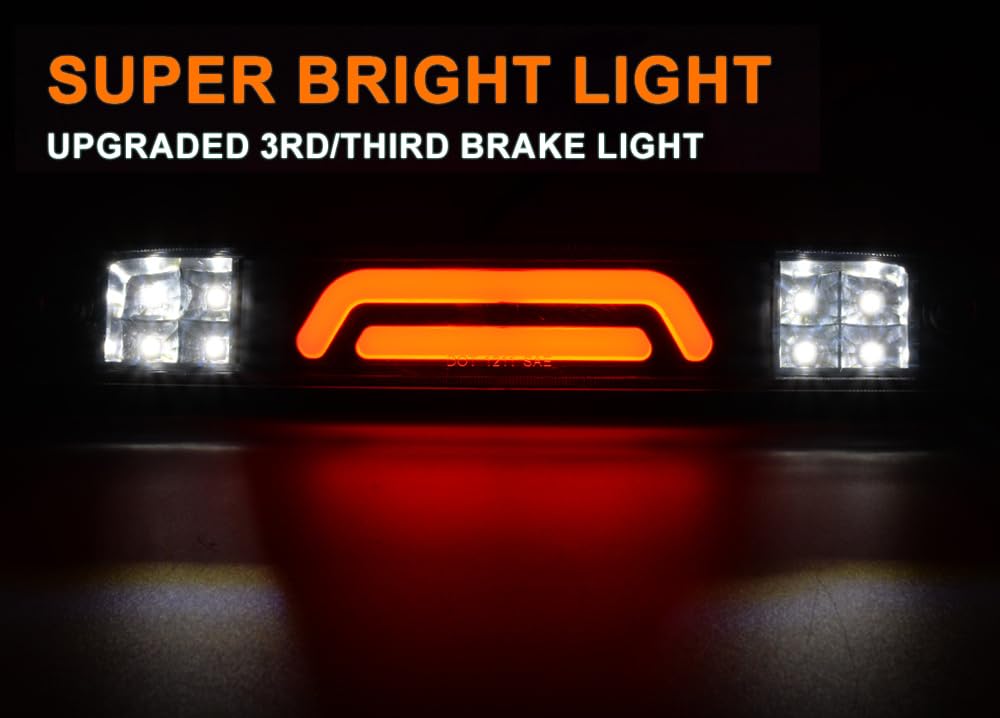 G-PLUS LED Cargo 3rd Brake Light Tail Lamps Compatible With Ford F250 F350 F450 F550 SD Super Duty1999-2016,Third Tail Lamps Clear Lens Black Housing