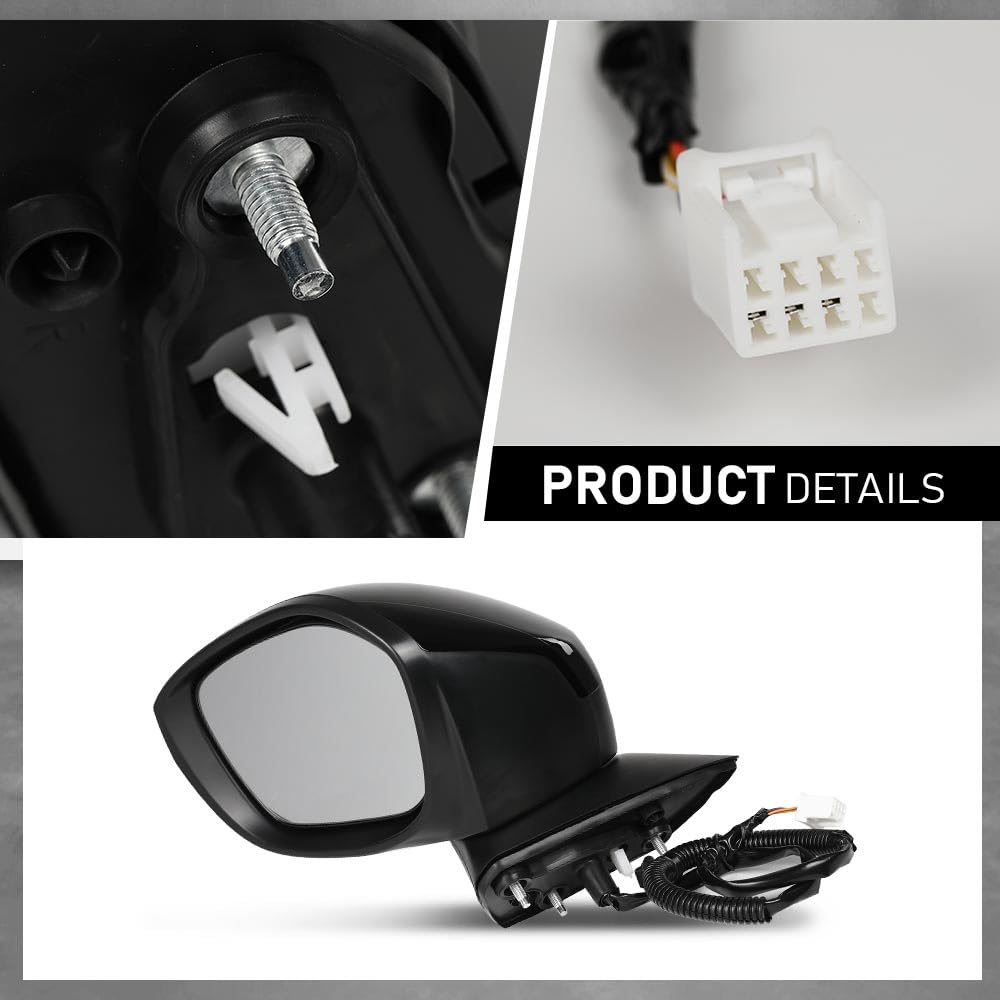 G-PLUS Power Mirror w/ 3-Pin Left Driver Side Compatible with Honda Civic LX/Sport 2022-2023 Manual Folding 76258T20A01-PFM HO1320350 Glossy Black