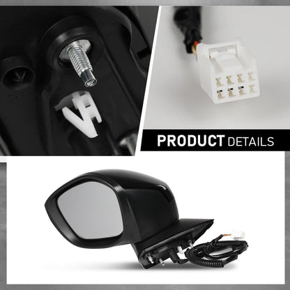 G-PLUS Power Mirror w/ 3-Pin Left Driver Side Compatible with Honda Civic LX/Sport 2022-2023 Manual Folding 76258T20A01-PFM HO1320350 Glossy Black
