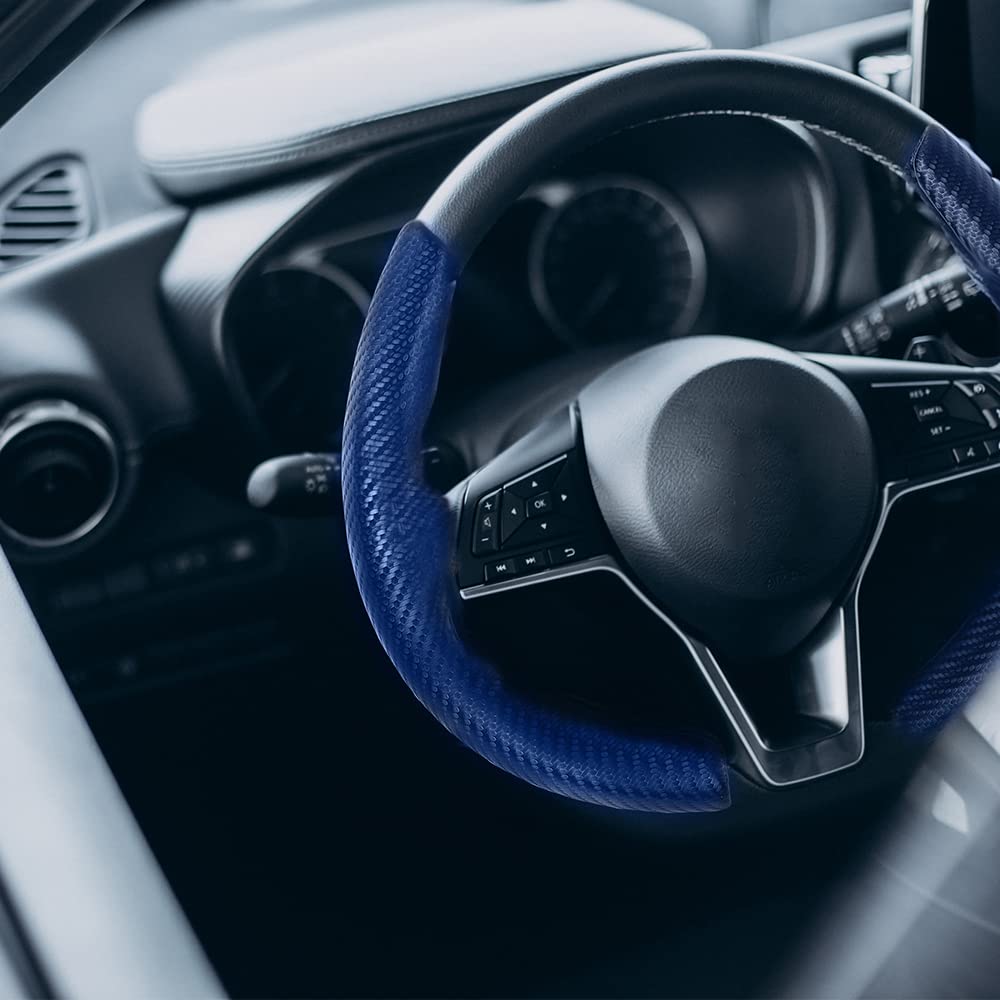 G-PLUS Universal 15" Steering Wheel Cover, Car Anti-skid Steering Wheel Cover 2pcs, Steering Wheel Grip Protector Compatible with Most Car, trucks, SUV, sedans (Blue)