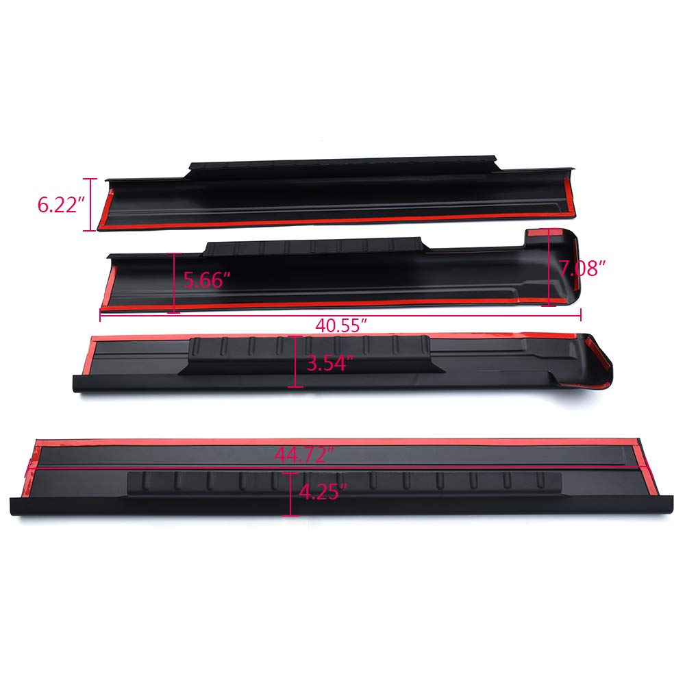 G-PLUS Trail Armor Rocker Panel Cover Guard Sill Trim Compatible With Chevy Silverado/Fit GMC Sierra Crew Cab 2001 2002 2003 2004 2005 2006 Matte Black Textured Finish L2214067 14067