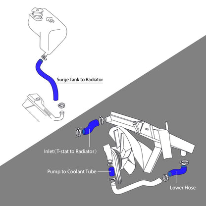 G-PLUS Blue Radiator Hose Set Fit for HMMWV & Humvee 12339160 12339159 12339162 12340046