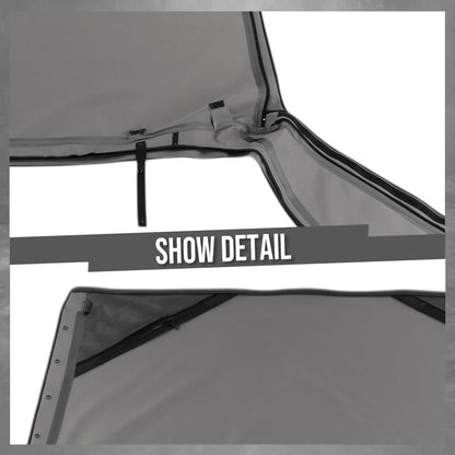 G-PLUS Soft Top Sailcloth Black W/Plastic Windows Compatible with Jeep Wrangler 1987-1995 with Factory Squared Style Upper Doors 9870215, 9870217 Black