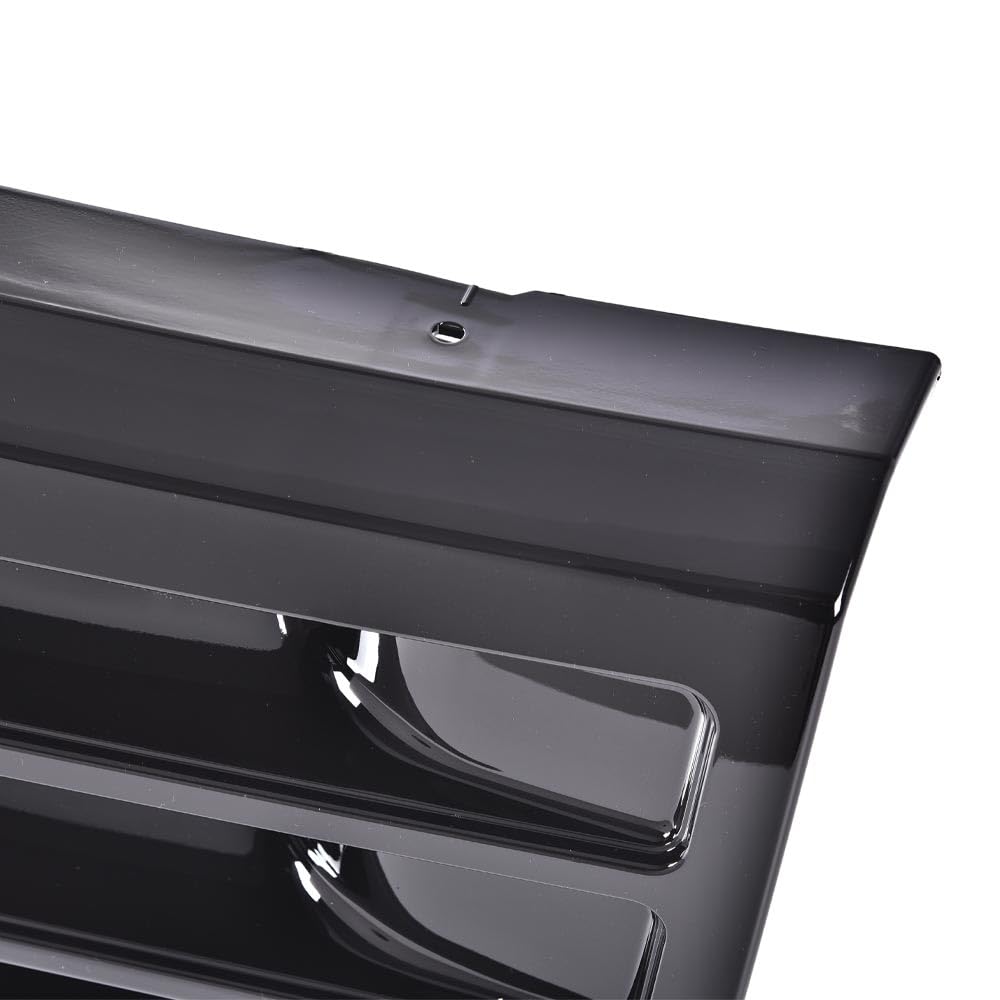 G-PLUS Front Grille Grill Compatible with 1992-1996 Bronco/1992-1997 Ford F150 F250 F350 Platinum Chrome w/Emblem Truck Replacement, Gloss Black FO1200173 FO2512130 FO2513131