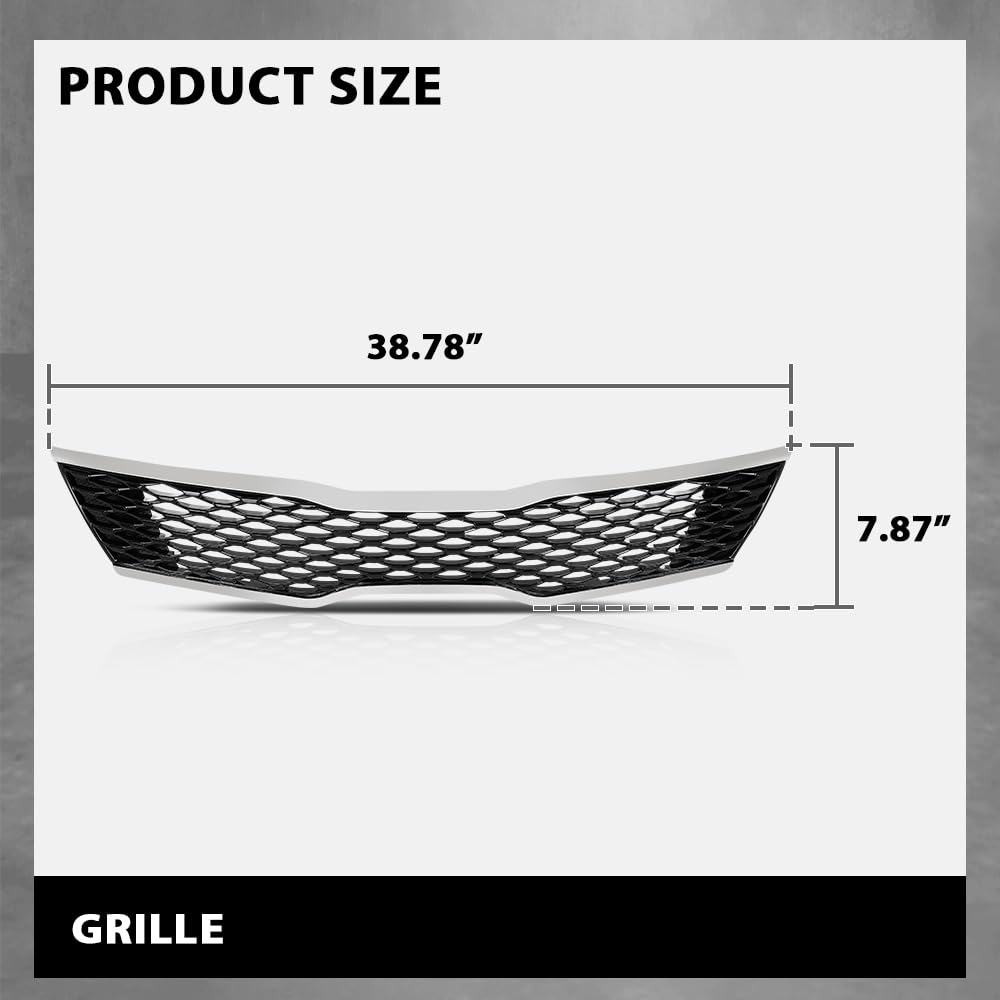 G-PLUS Front Upper Bumper Grille Assembly, Compatible with Kia Optima SX SXL Turbo 2016 2017 2018, Chrome