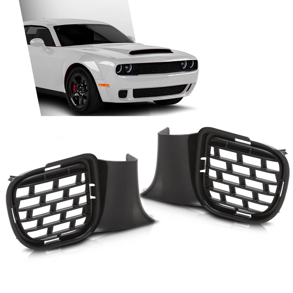 G-PLUS Fog Light Covers Pair Compatible with Dodge Challenger Hellcat or Widebody Models 2015-2023 Black