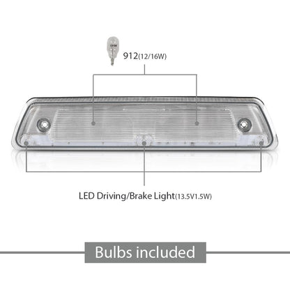 G-PLUS 3rd Third Brake Light Compatible with Ford F150 Lobo 2004-2008/Fit Ford Explorer 2007-2010/Fit Lincoln Mark LT 2006-2008 High Mount Stop Lights Smoky Lens Chrome Housing
