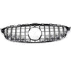 Front Bumper Upper Grille Compatible with C Class C200 C250 C300 C350 W205 2015 2016 2017 2018 AMG GT R Style Chrome Black Hood Grill (Without Camera Hole)
