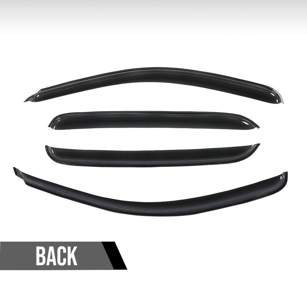 G-PLUS 4PCS in-Channel Window Visors Sun Rain Guards Side Wind Deflector Compatible with Chevy Silverado GMC Sierra 1500 Crew Cab Only/Chevy Avalanche 2007-2013 Smoke
