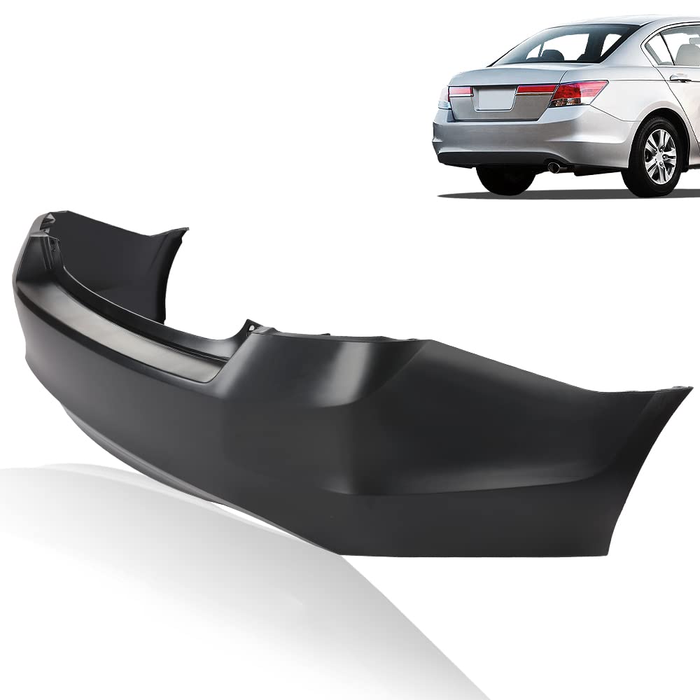 G-PLUS Rear Bumper Cover Compatible with Honda Accord V6 Sedan Dual Exhaust 2008 2009 2010 2011 2012, 04715TA1A91ZZ, HO1100245, Primered Black