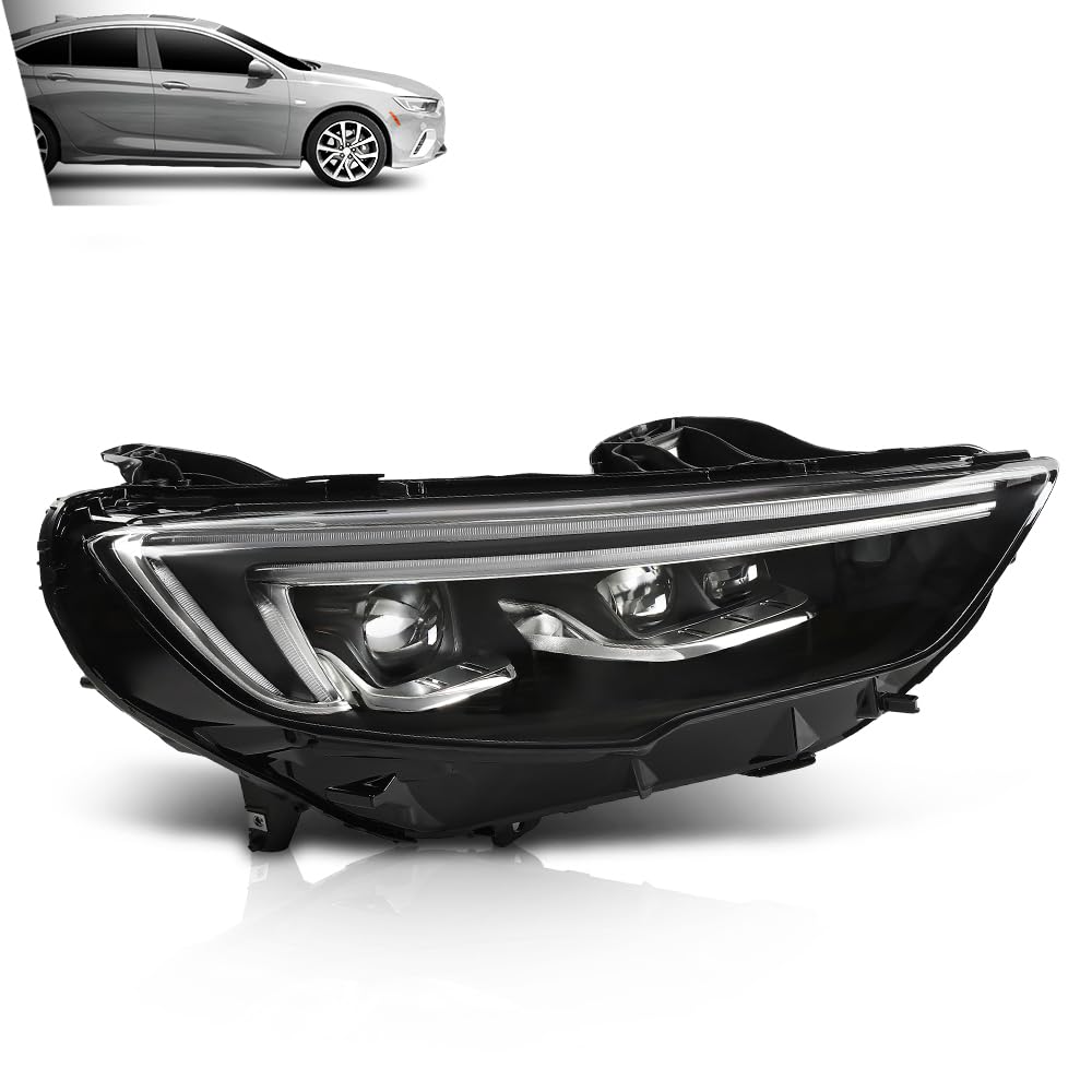 G-PLUS LED Right Side Headlight Assembly Front Headlamp without Bulb Compatible with Buick Regal 2018-2020 39050377 Clear Lens Black Housing Amber Reflector