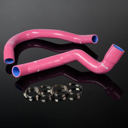 G-PLUS Silicone Radiator Coolant Hose Kit Clamps Compatible With 1991-2001 Jeep Cherokee XJ 4.0 l6 2PCS Pink