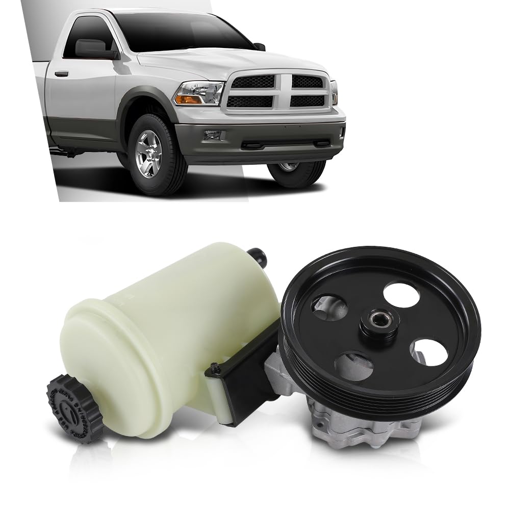 G-PLUS Power Steering Pump w/Reservoir Compatible with Dodge Ram 1500 2009-2010 w/Pulley & Reservoir 55398903AD, 55398903AE, 55398904AD, 55398904AE