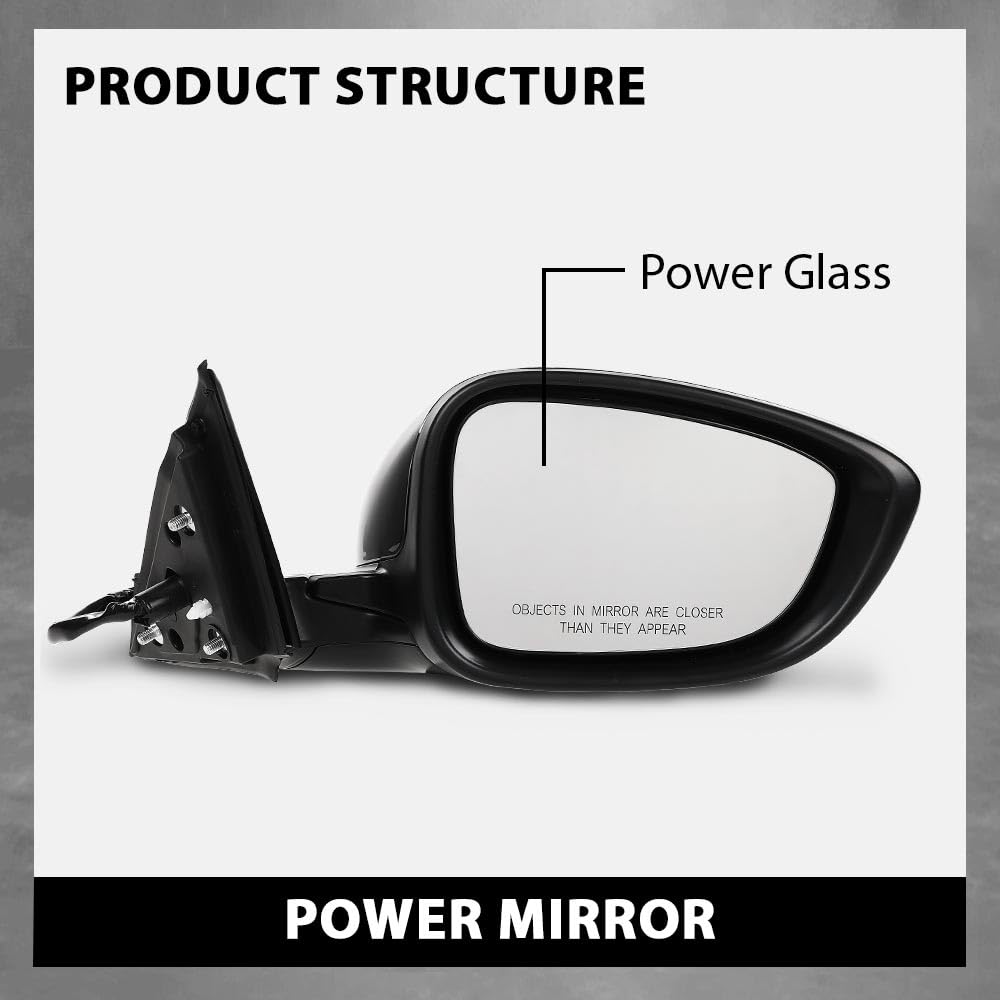 G-PLUS Power Mirror Driver and Passenger Side Compatible with Honda Accord Sedan 2018-2022 1.5L HO1320328 HO1321328 76208TVAA02 76258TVAA02 Glossy Black 3-Pin Manual Folding