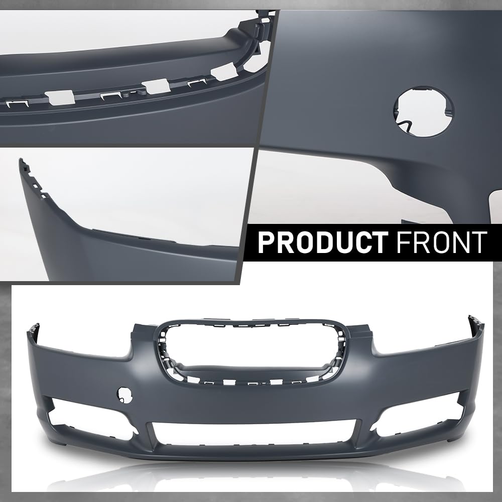 G-PLUS Front Bumper Cover Compatible with Jaguar XF Supercharged 2009-2011 w/Tow Hook Hole & Fog Light Holes & Parking Aid Sensor Holes, C2Z8838XXX, JA1000142, Black