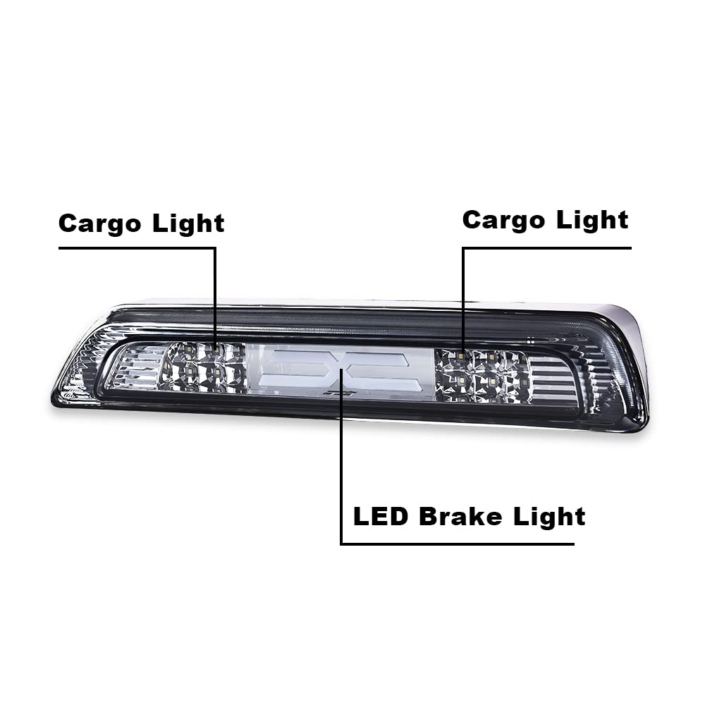 G-PLUS High Mount 3rd Third Brake Light Tail Compatible with 2007-2018 Toyota Tundra LED Rear Stop 81570-0C050 Smoked Lens White Base