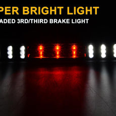 G-PLUS LED Third Brake Light for Chevy Silverado GMC Sierra 1999-2006 3D LED Bar Clear Lens Black Close-up View