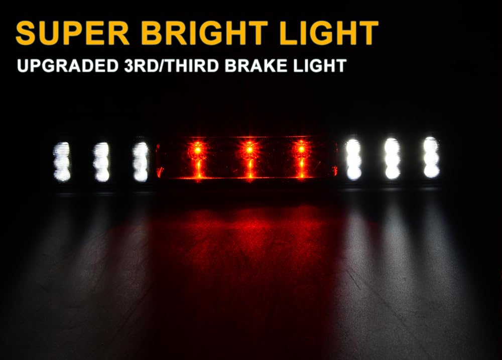 G-PLUS 3RD Third Brake Lights, Compatible with Chevy Silverado/GMC Sierra 1999-2006 3D LED Bar Tail Cargo Lamp 264115BK(Clear Lens Black Housing)