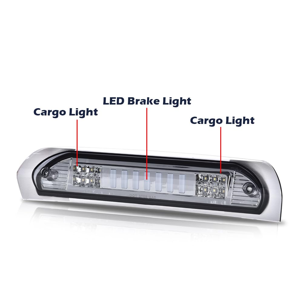 G-PLUS LED Third Brake Light Compatible With 2002-08 Dodge RAM 1500/Fit 2003-2009 Dodge RAM 2500 3500 3RD LED Bar Brake/Cargo Lamp,Type I Chrome Housing Smoky Lens