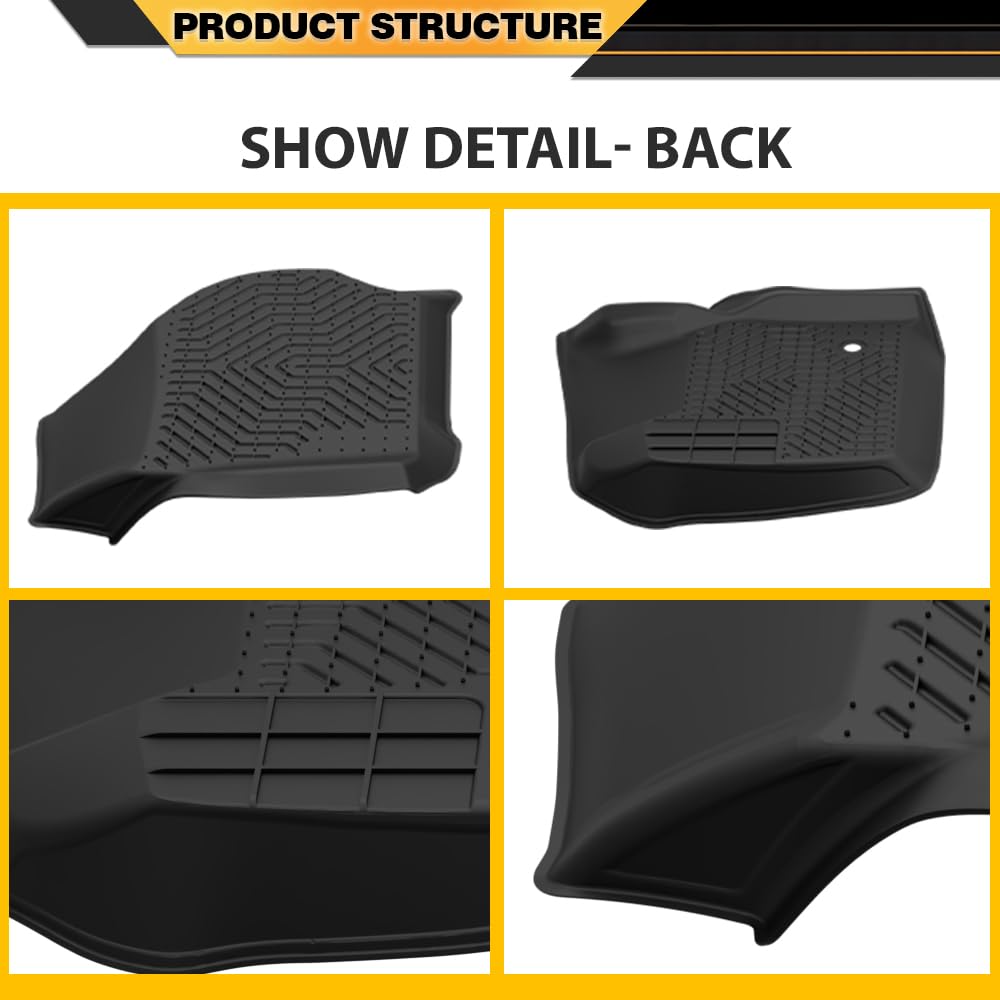 TPE Cargo Mats, Compatible with Ford F250 F350 Super Duty Crew Cab Models 1999-2007, 1st & 2nd Row 3PCS, All Weather Full Cover Protection, Black Interior Accessories