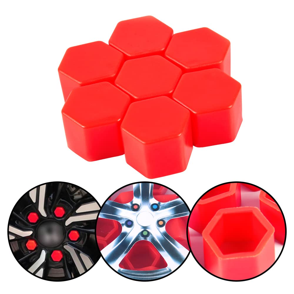 G-PLUS Universal Hub Screw Cover Cap Replacement for Car,19mm Red Wheel Tire Hub Screw Bolt Cover Nut Cap Lug Decoration 20PCS