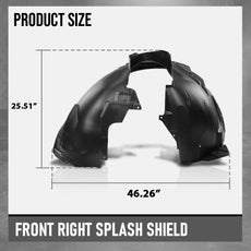 G-PLUS Front Splash Shield Right Side Compatible with Volvo XC60 2018-2023 Black Side View