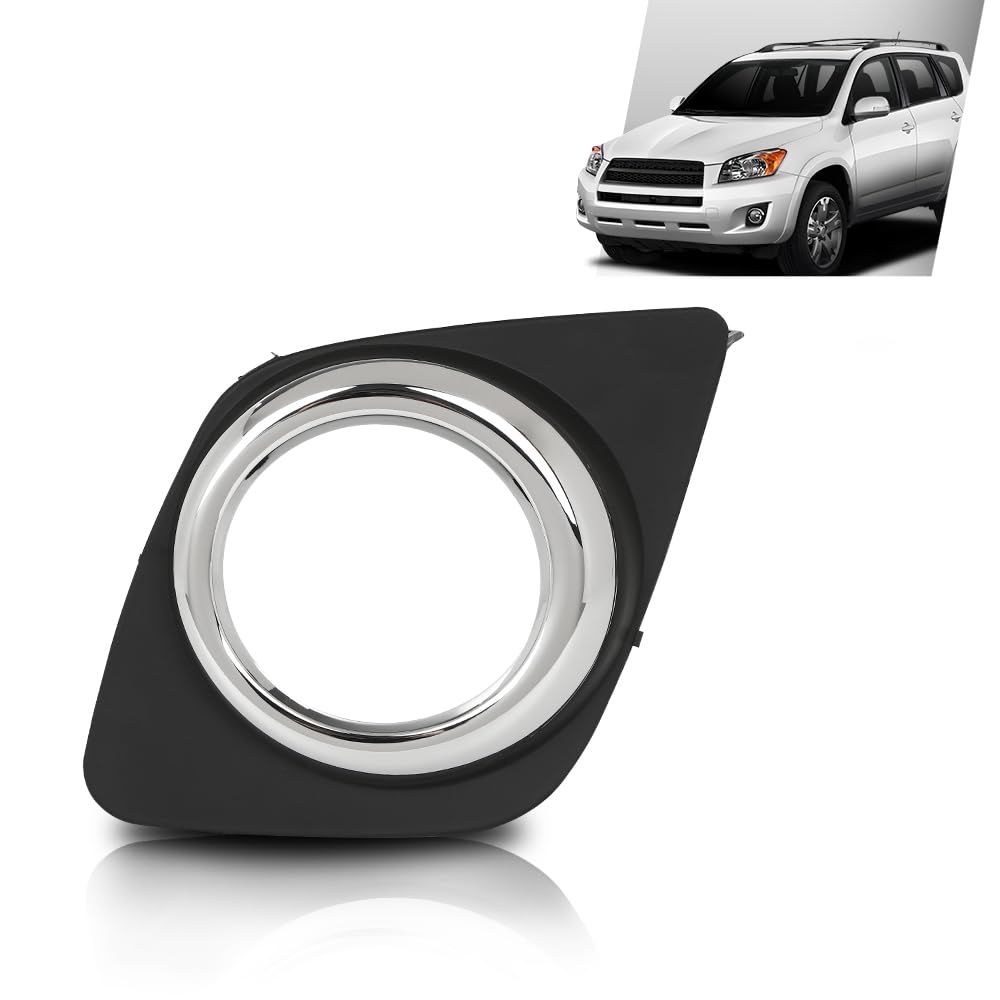 G-PLUS Left Front Bumper Fog Light Cover Trim Compatible with Toyota RAV4 2009-2013 521280R040, 521280R010
