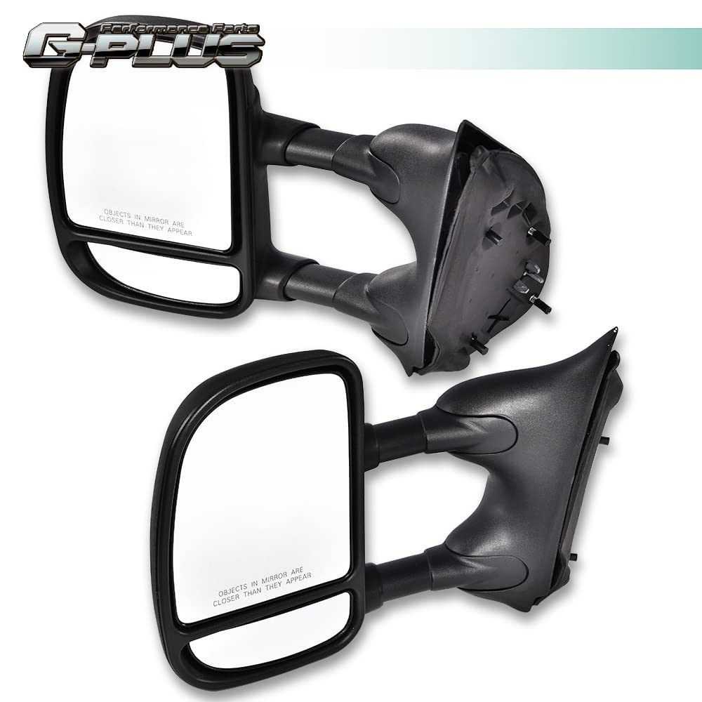 G-PLUS Manual Towing Side Mirrors Compatible With Only 1999-2016 Super Duty F250 F350 F450 F550 Models,Driver & Passenger Side Mirror Set Black