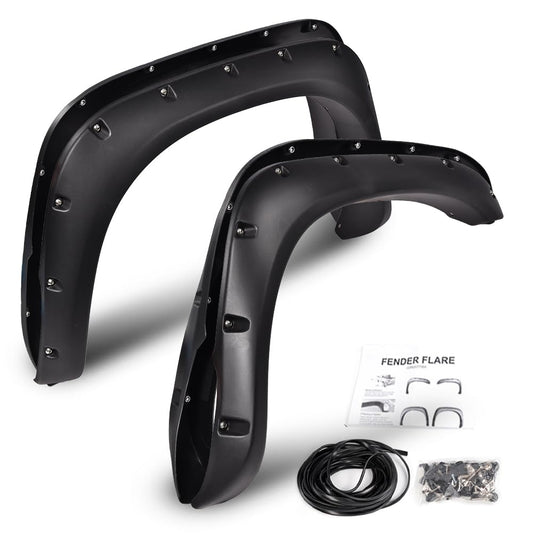 G-PLUS Fender Flares 4 PCS Compatible with Dodge Ram 1500 2002-2008/ Ram 2500 3500 2003-2009 (Not Fit 06-09 8ft Long Bed Models/Dually Models) Textured Pocket-Riveted Wheel Flares Protector Cover
