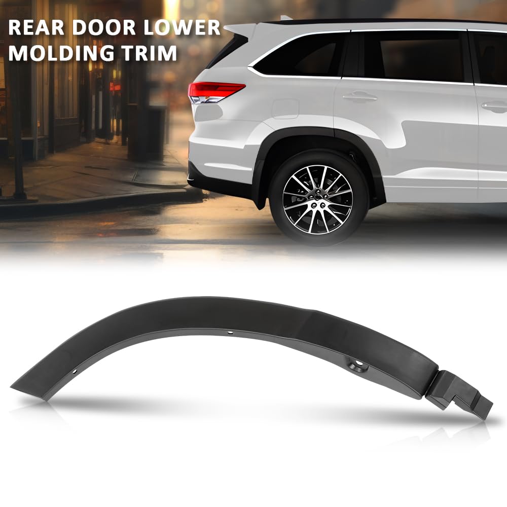 G-PLUS Right Rear Door Flares Trim Lower Fender Molding Passenger RH Compatible with Toyota Highlander 2014-2019 75077-0E010