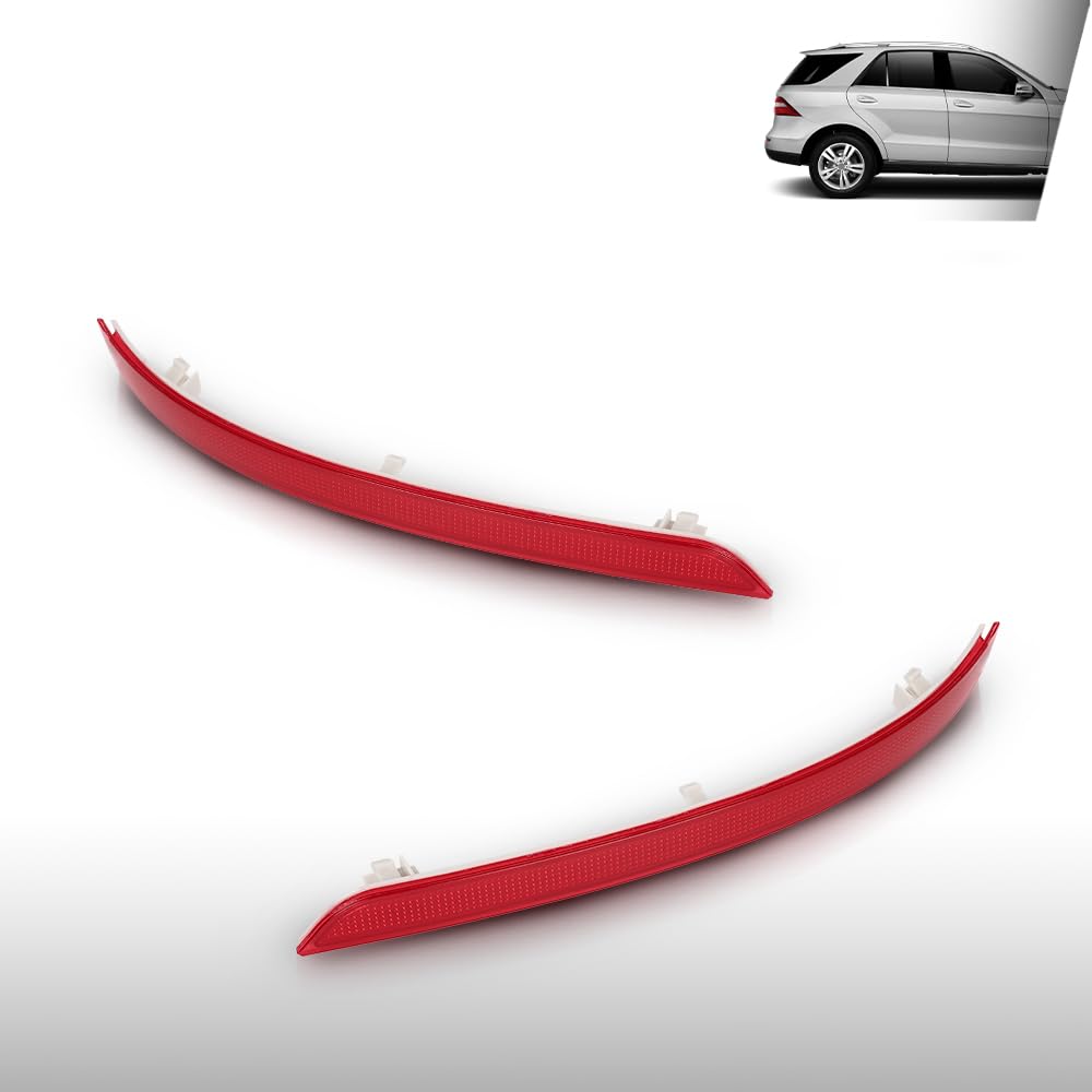 G-PLUS Pair Left & Right Bumper Reflectors Compatible with Benz GLE350 4Matic Sport Utility 4-Door 2016-2017 1668200174, 1668200074 Red