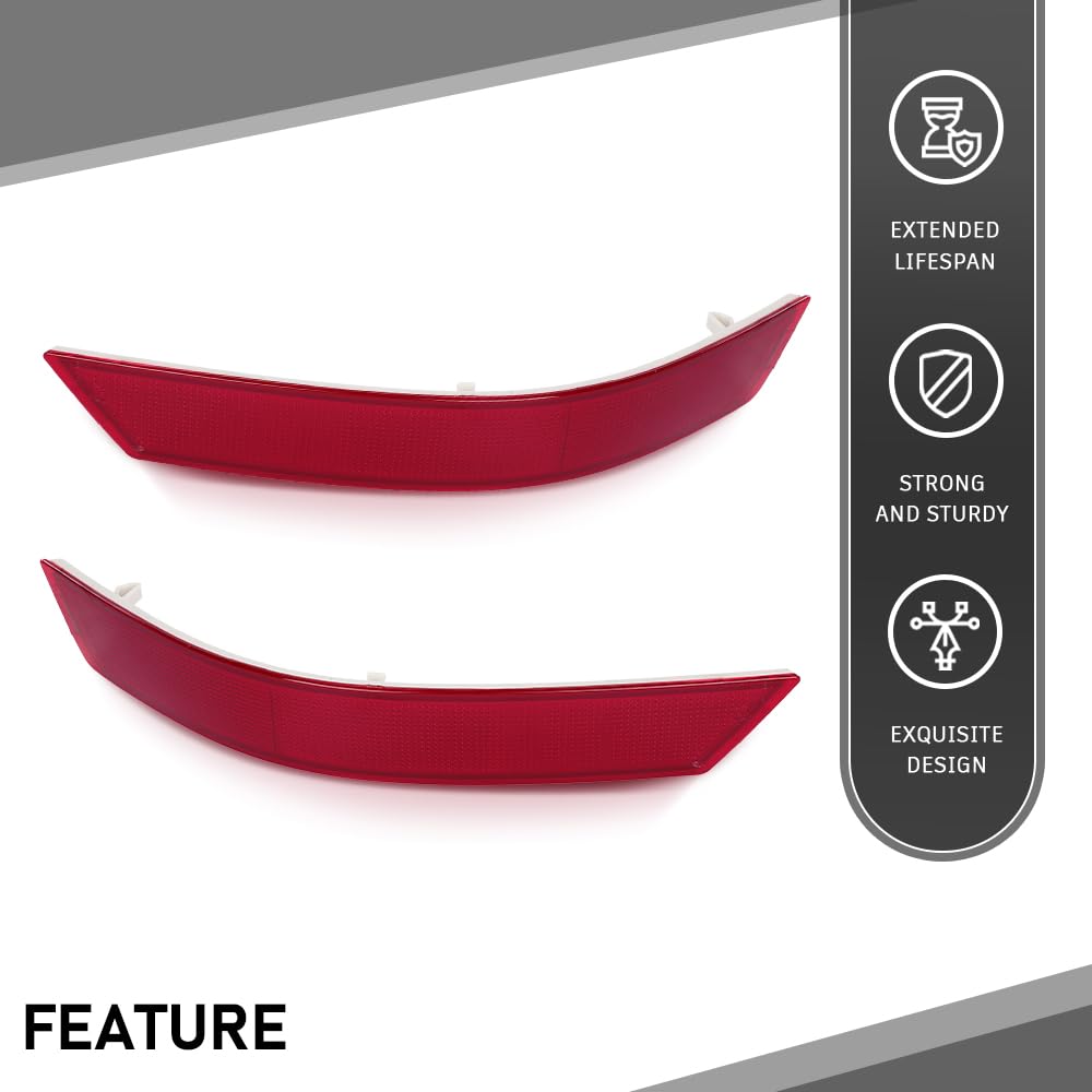 G-PLUS Pair Rear Bumper Reflector Light, Compatible with Benz ML-Class ML320 ML350 ML550 ML63 2008-2011, Left & Right Side 2PCS, 1648200374, 1648200674