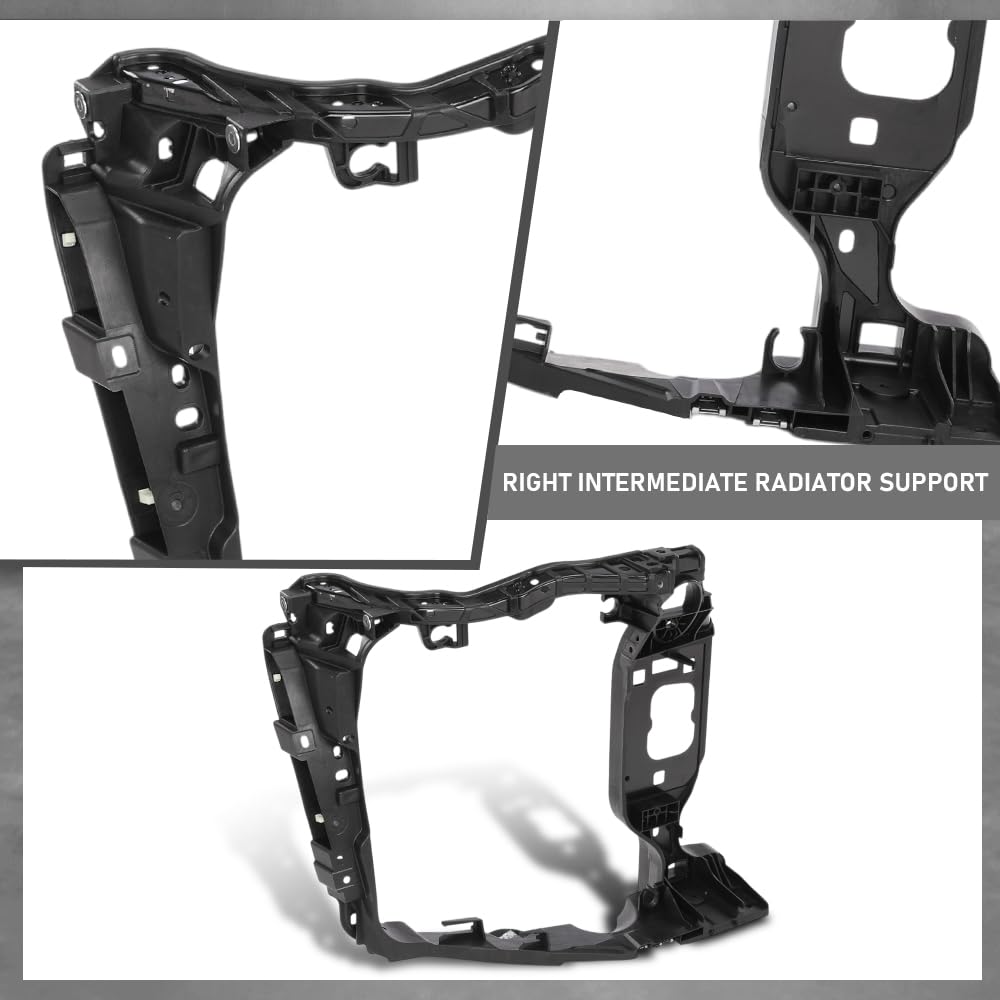 G-PLUS Front Right Side Intermediate Radiator Support Assembly w/ Bracket Compatible with Porsche Macan 2015-2018 95B805594 Direct OE Replacement Black