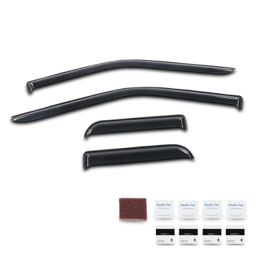 G-PLUS Out-Channel Window Vent Visor Deflectors Tape-On Side Rain Guards Compatible with Ford F150 SuperCab 2015-2024 4PCS Smoky