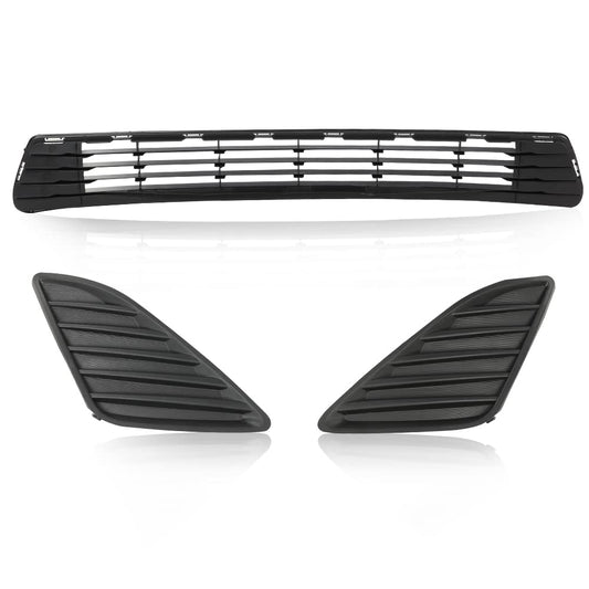 G-PLUS Front Bumper Lower Grille Insert & Fog Light Hole Covers Compatible with Toyota Camry 2012 2013 2014 Replace For TO1036128 TO1038147 TO1039147