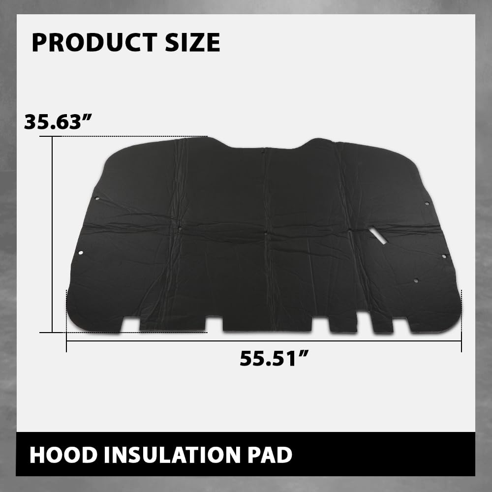 G-PLUS Hood Insulation Pad 1/2" with Clips Compatible with Chevy Tahoe 2000-2006/Fit Chevy Suburban 1500 2500 2000-2006