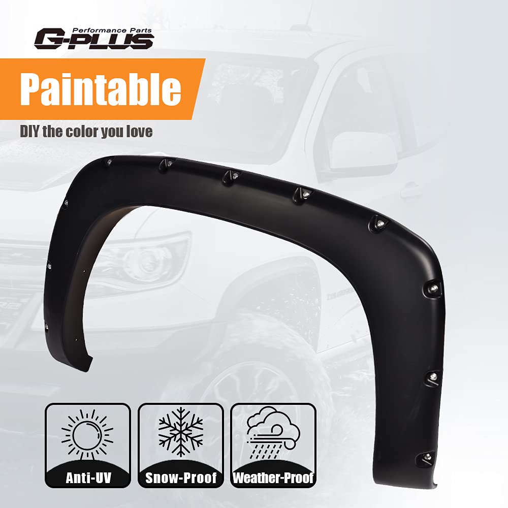 G-PLUS Fender Flares Compatible with 04-08 Ford F150 with 66.0"/67.0"/78.0"/96.0" Bed Length(Not Fit Heritage Models), Fit 07-08 Lincoln Mark LT with 67.0"/78.0" Bed Length Smooth Wheel Protector 4pcs