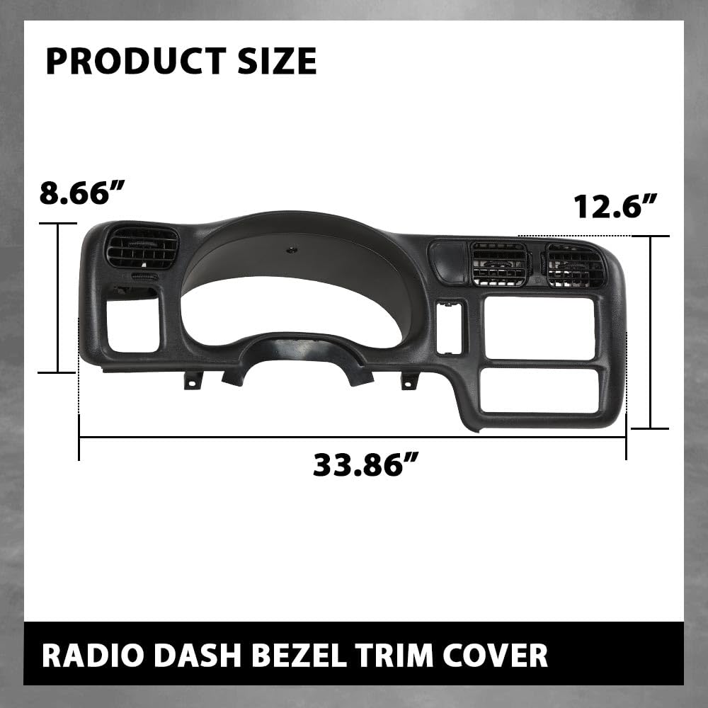 G-PLUS Cluster Dash Bezel Radio Trim Panel Double Din Compatible with Chevy Blazer S10/ GMC Jimmy Sonoma 1998-2004 (Black)