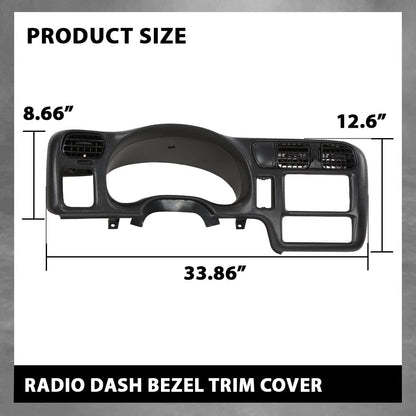 G-PLUS Cluster Dash Bezel Radio Trim Panel Double Din Compatible with Chevy Blazer S10/ GMC Jimmy Sonoma 1998-2004 (Black)