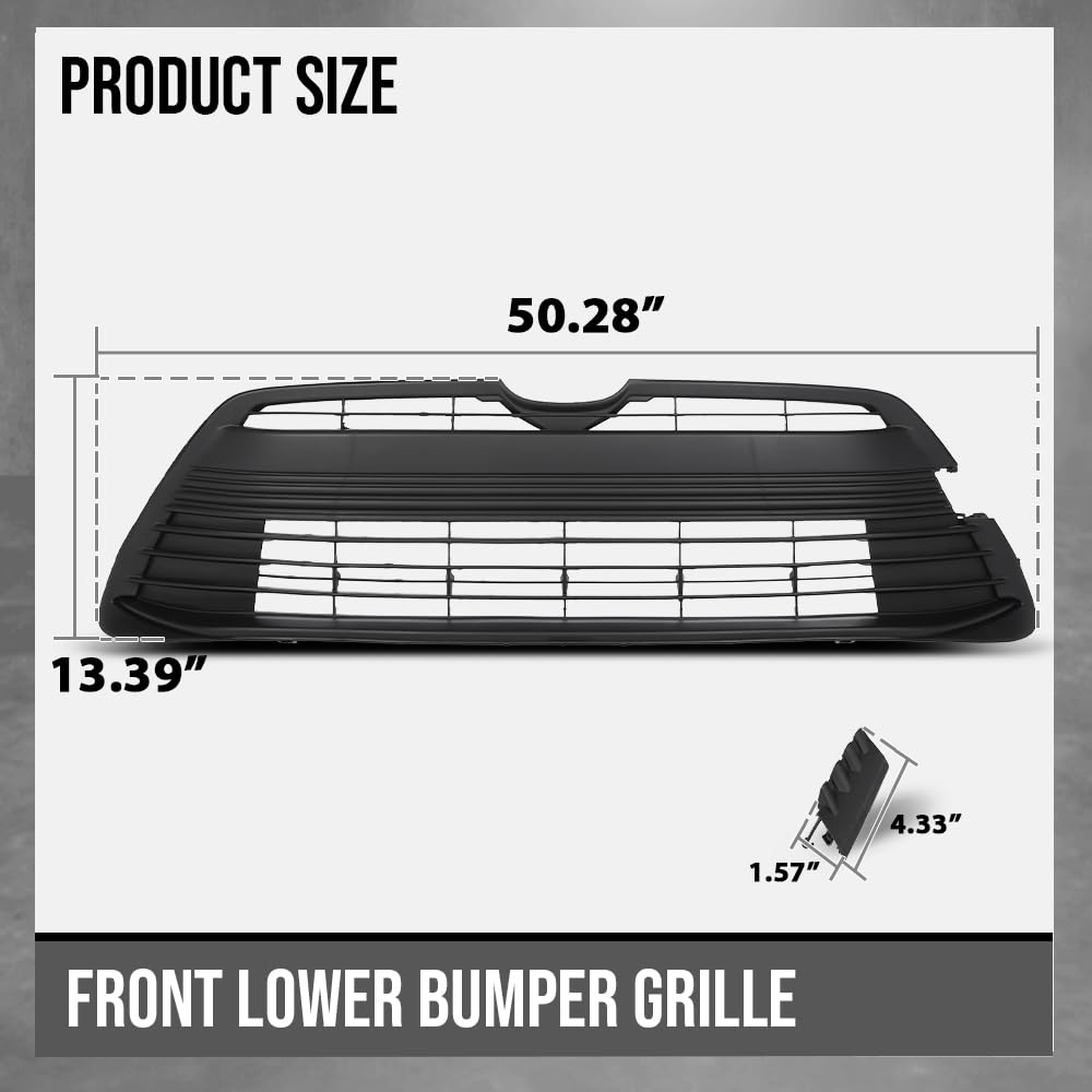 G-PLUS Front Lower Bumper Grille Compatible with Toyota Corolla LE Base XLE 2023 2024 53112-02E00, 53102-02640 Black