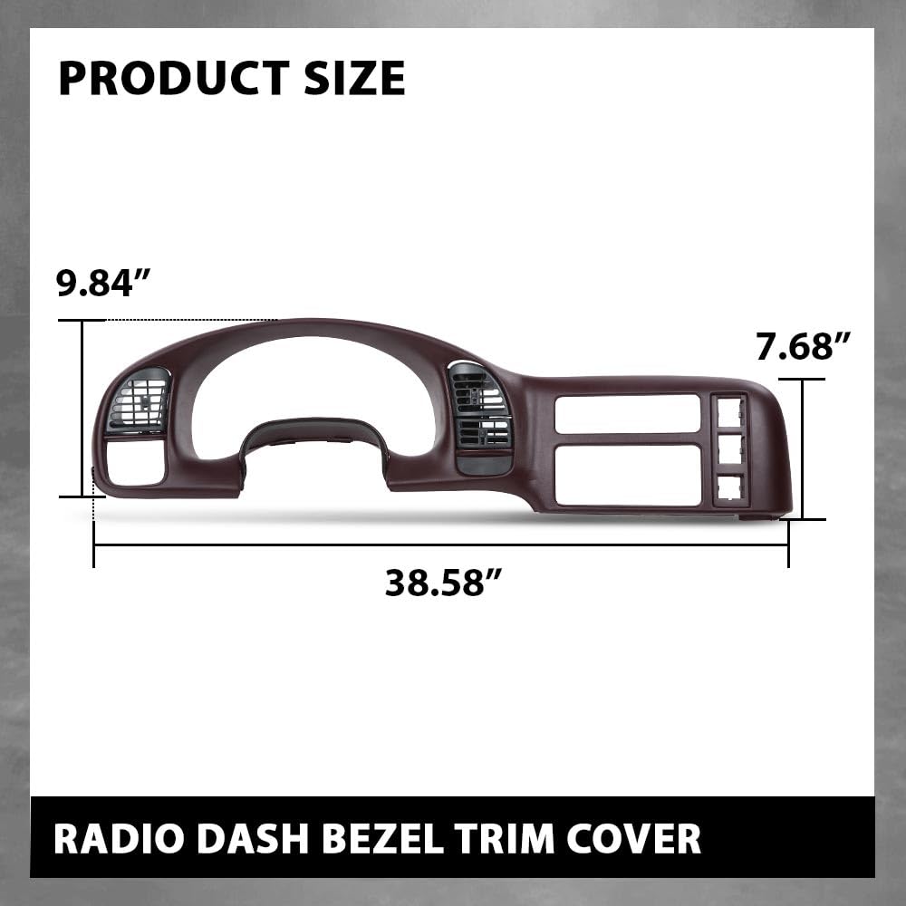 G-PLUS Dash Radio Cluster Trim Bezel Panel Compatible with Chevy Astro GMC Safari 1995-2005 15718197 Dark Red