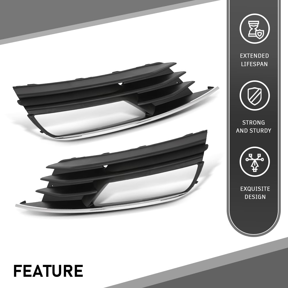 G-PLUS Fog Light Lamp Cover Trim Pair Compatible with Audi A3/A3 Quattro 2015-2016 8V5807682A9B9