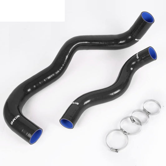 G-PLUS Silicone Radiator Coolant Hose Kit w/Clamps Compatible with Ford 6.0 6.0L Powerstroke Diesel 2003-2004 Black 2 PCS