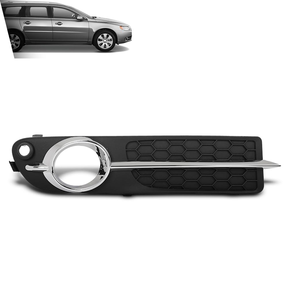 G-PLUS Fog Light Trim Front Right Compatible with Volvo V70 2008-2010 / S80 2007-1013 Fit Cars with Park Assist 34430920 Chrome Black