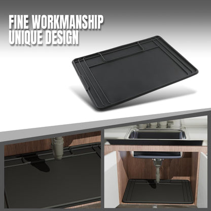 G-PLUS Waterproof Under Sink Liner Mat for Kitchen Bathroom – 28" x 19" TPE - Durable, Flexible Tray – Home Undersink Organizer Must Haves, Black