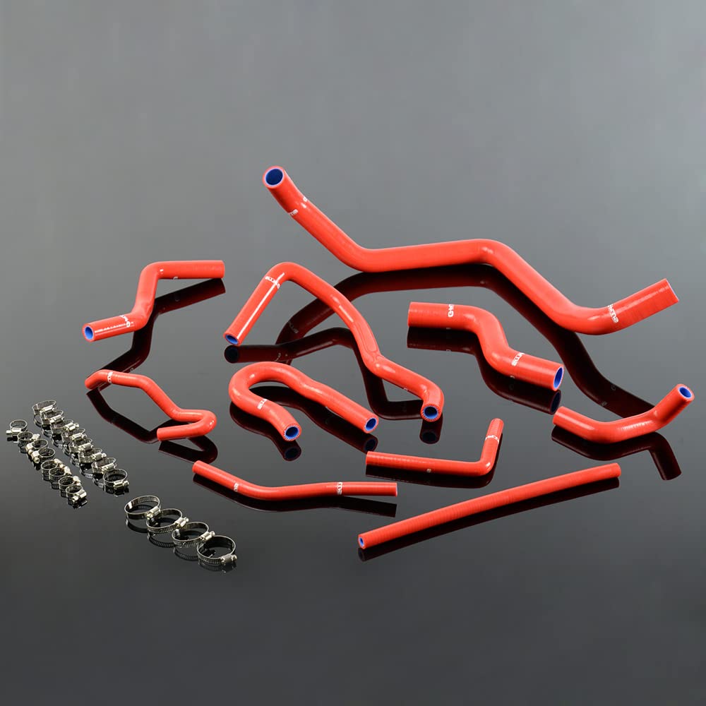 G-PLUS Silicone Radiator Coolant Hose Pipe Kit Clamps Compatible With Civic 1.6l Sohc D15 D16 EG EK 1992-2000, Red